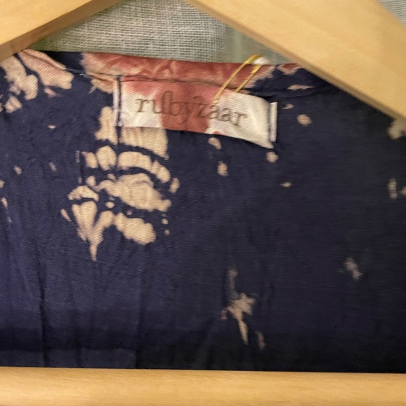 Rubyzaar by Sivana Tie Dye Navy and Beige Wrap Dress, Size S/M - Picture 2 of 7